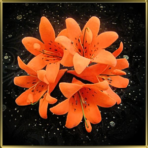 цветок Лилия  70мм оранжевая 5шт. мастика сах.